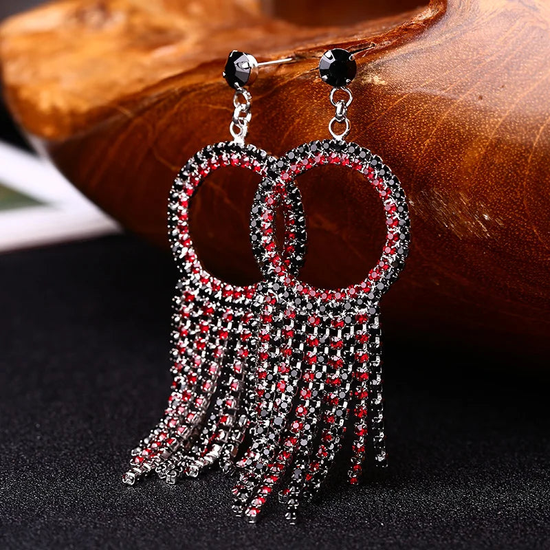 Radiant Crystal Cascade Tassel Drop Earrings – Glam Statement