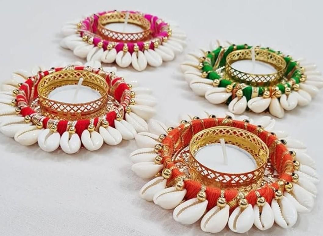 Bohemian Cowrie Shell Tealight Holders (Set of 2)