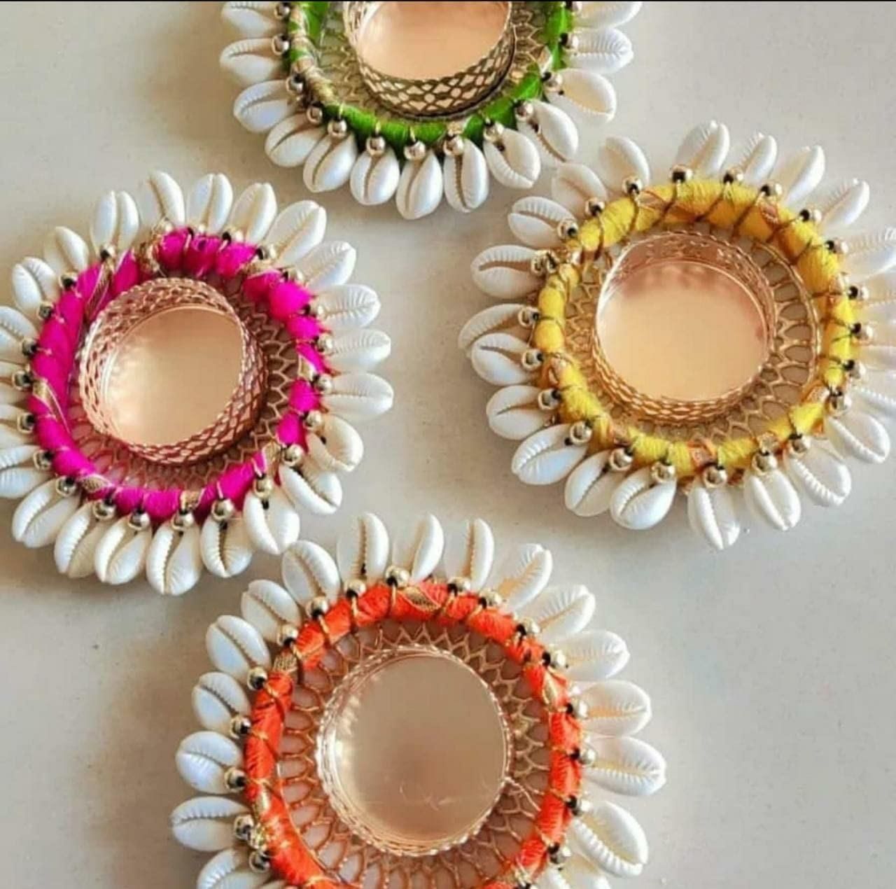 Bohemian Cowrie Shell Tealight Holders (Set of 2)