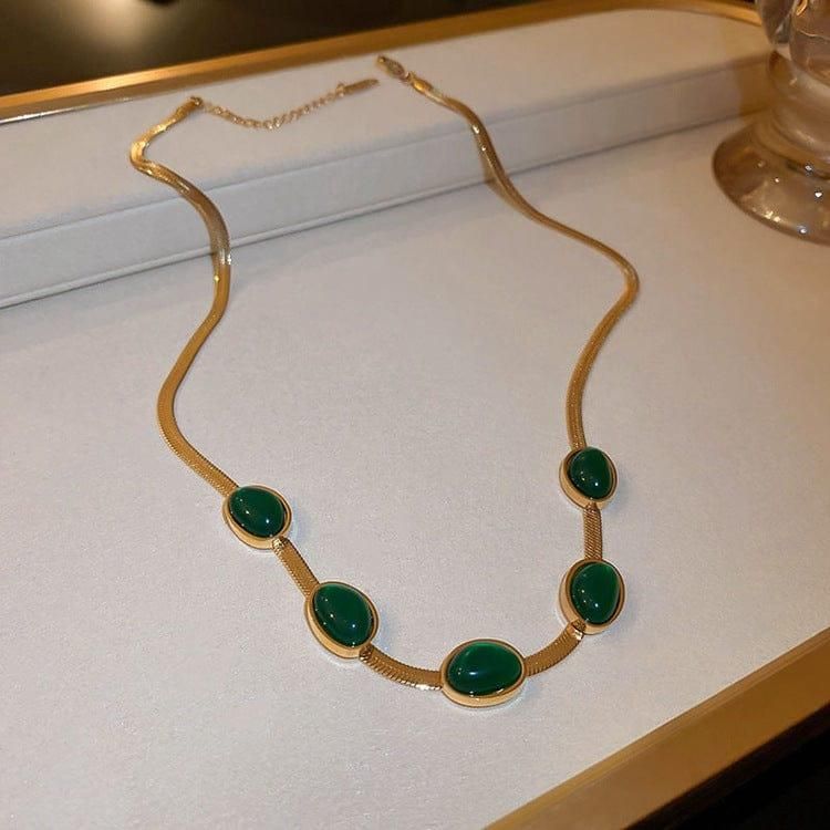 Emerald Green Crystal &amp; Gold-Plated Jewelry Set