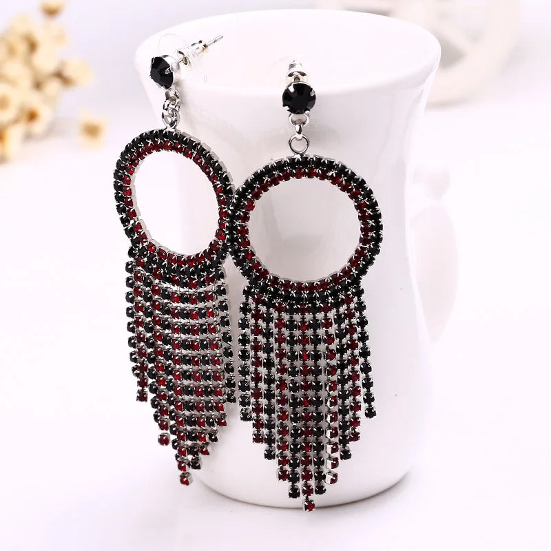 Radiant Crystal Cascade Tassel Drop Earrings – Glam Statement